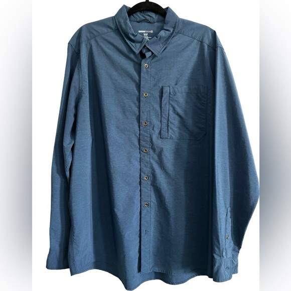 Swiss Tech Shirts Mens XXL 48 Shirts Button Up Blue Nylon Softshell Long Sleeve - Picture 6 of 9